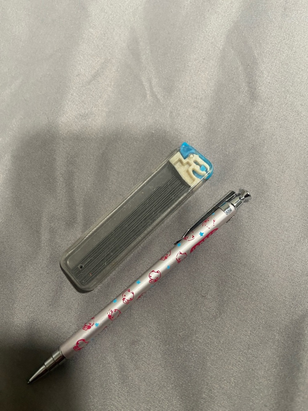 Itneco Cute Silver Mechanical Pencil with Pink Character Accents